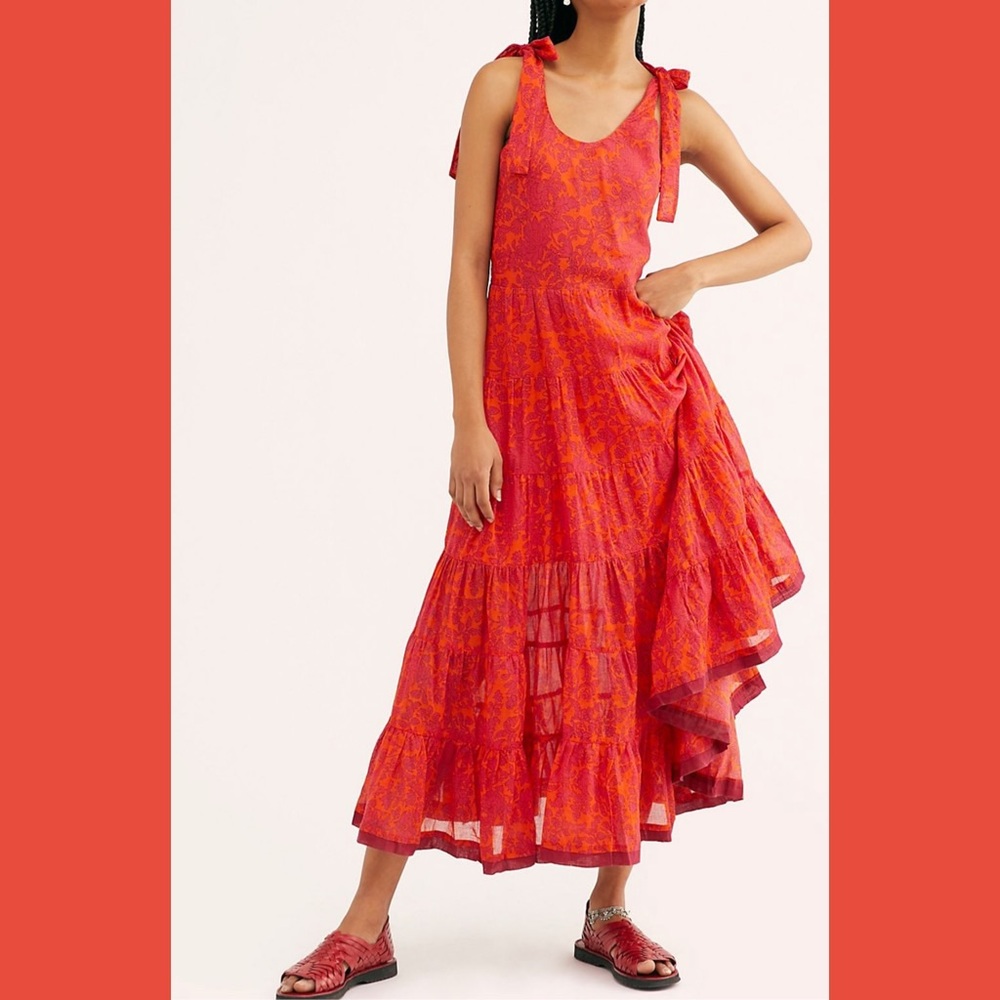 Free People Kika’s Midi Dress in Red FINAL PRICE💲 - Picture 6 of 6